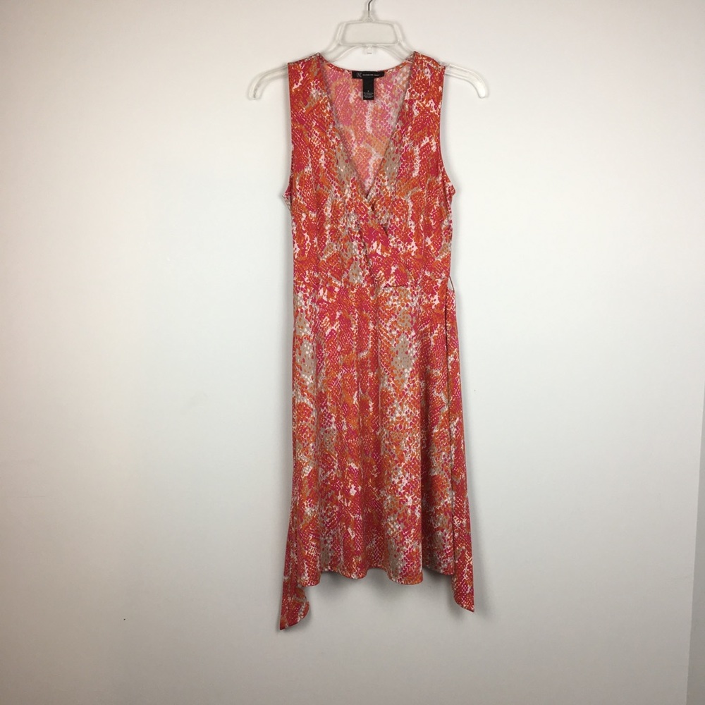 INC Python Faux Wrap Dress Sz Small Snake Print Multicolor V Neck Sleeveless